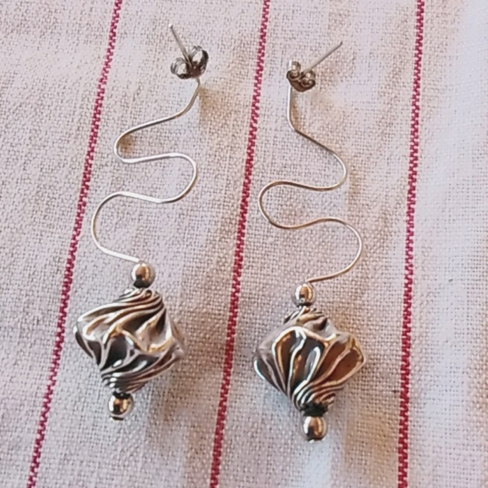 Artisan made silver earrings